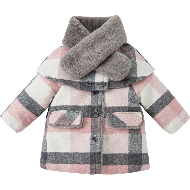 Plaid Wool Scarf Jacket for Babies