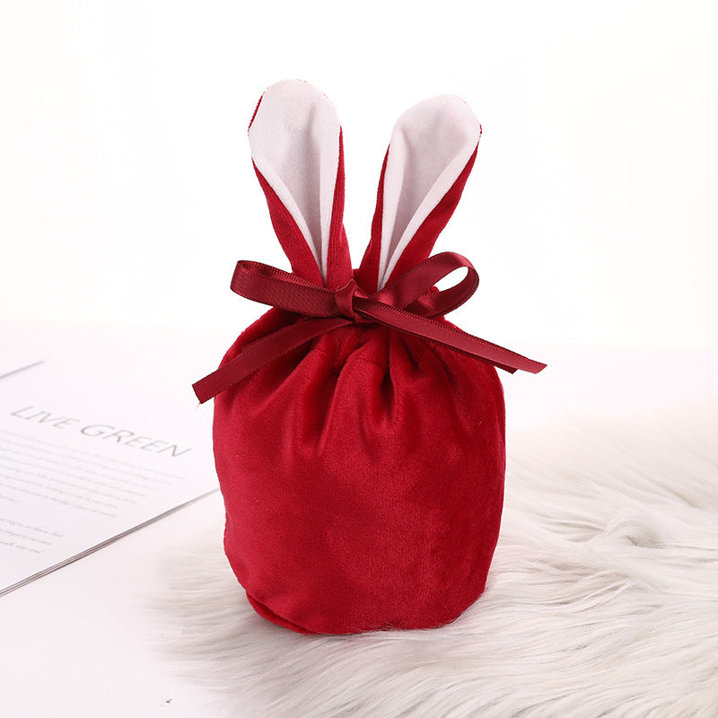 Velvet Bunny Ear Gift Bags for Easter Party Treats
