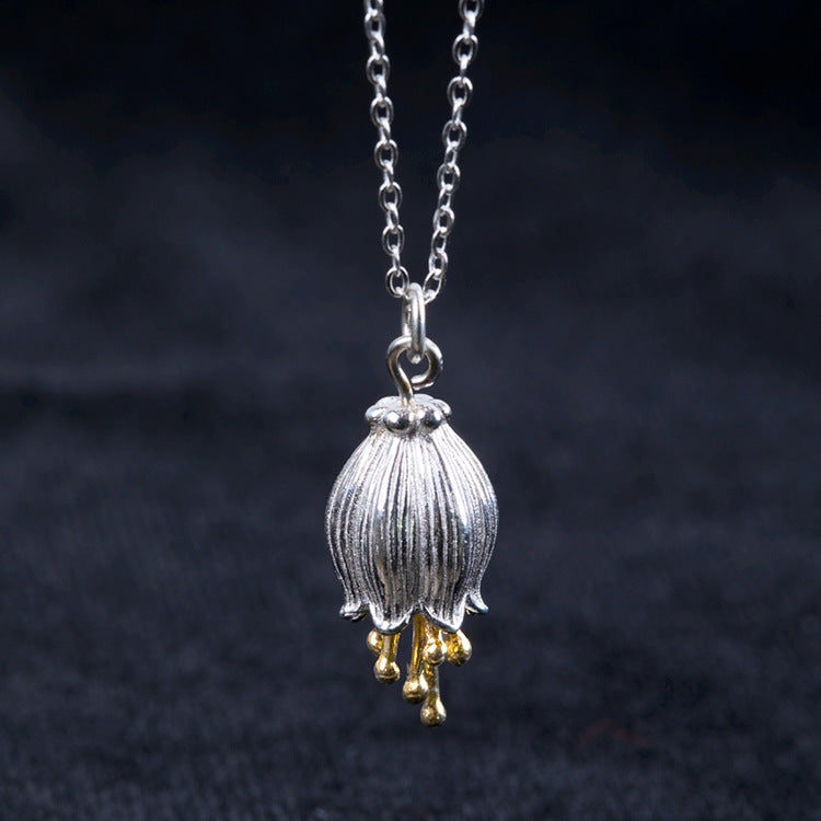 S925 Silver Flower Pendant Vintage Style Necklace