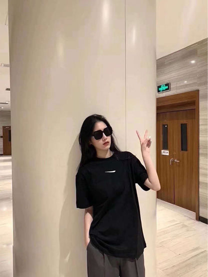 Embroidered Loose Cotton Short Sleeve Tee for All