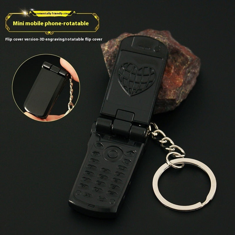 Mini Mobile Phone Flip Rotating Keychain