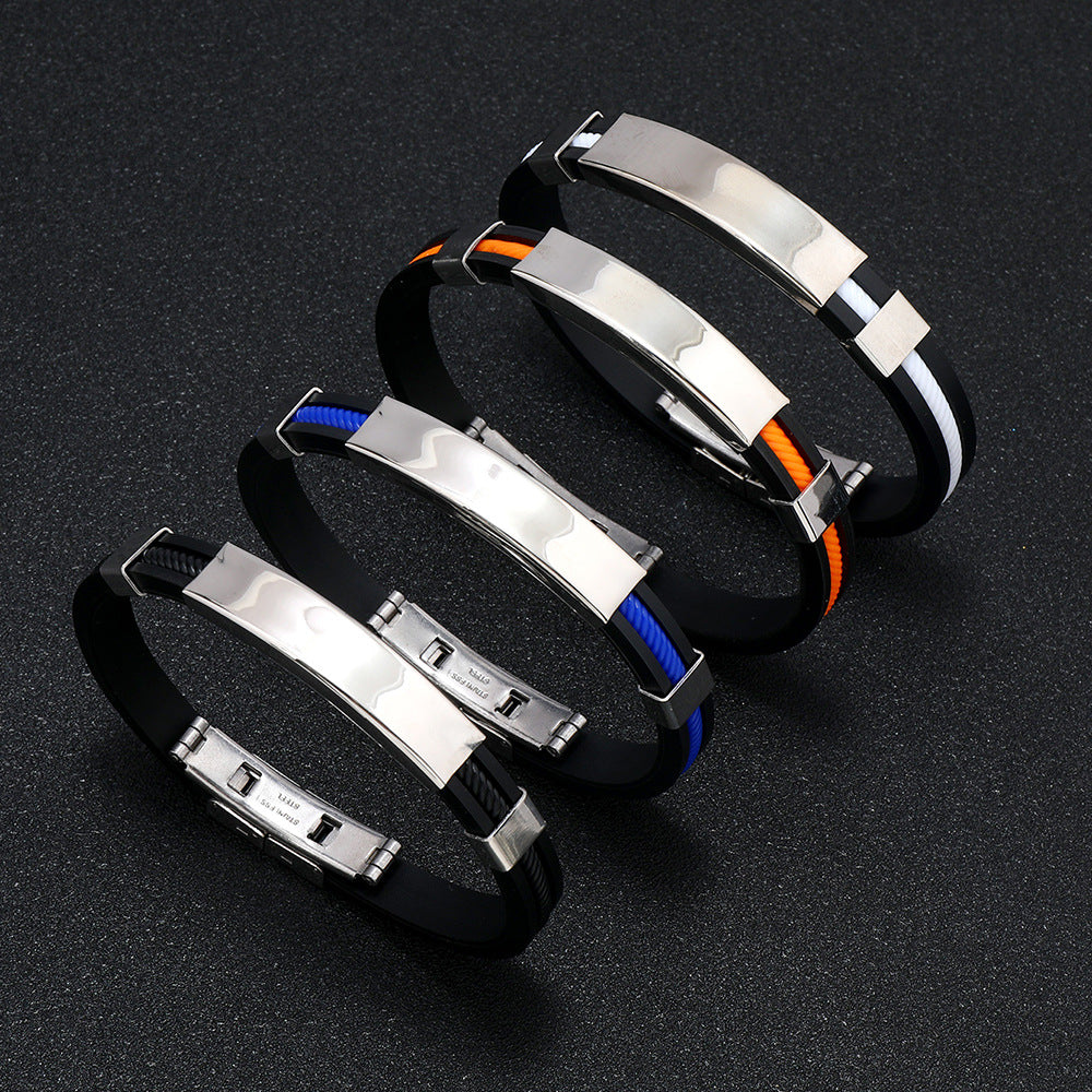 Titanium Steel Silicone Bracelet with Stainless Steel