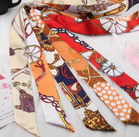 Silk Scarf for Women - Brand Scarf and Bag Ribbon