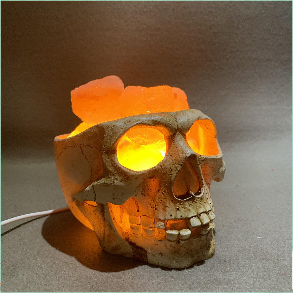 Resin Skull Rock Lamp - Halloween Home Decor Night Light