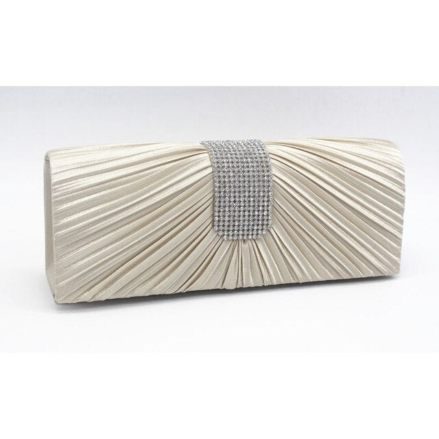 Black Satin Silk Evening Clutch Purse for Women