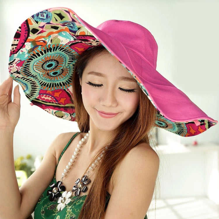 Wide Brim Sun Hat for Women - Foldable Beach Hat