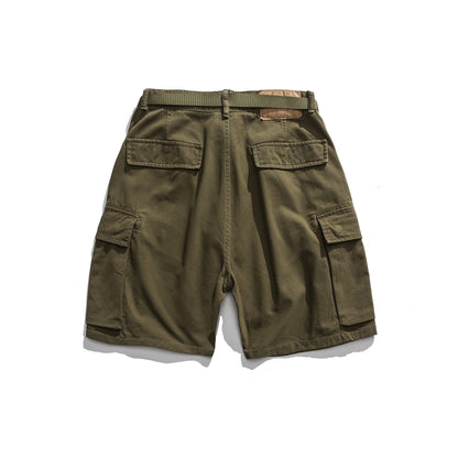 Multi-Pocket Khaki Army Green Work Shorts