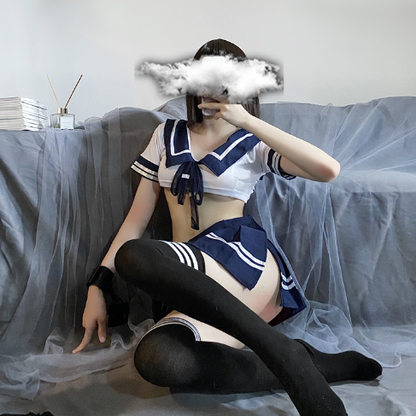 Sexy Student Uniform Cosplay Set with Mini Skirt