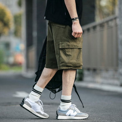 Multi-Pocket Khaki Army Green Work Shorts