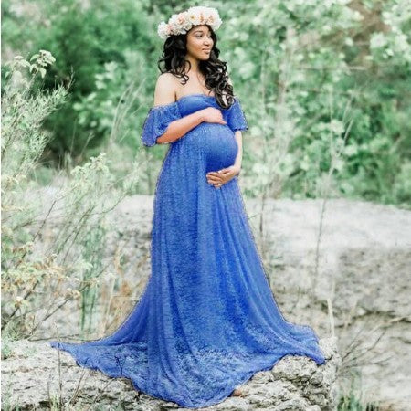 Maternity Photography Props Lace Wedding Dress Gown