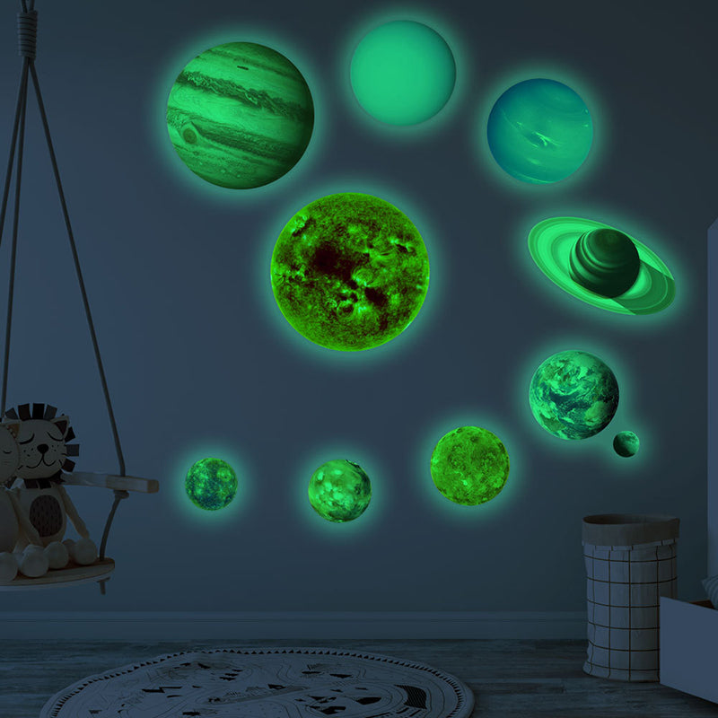 Glow-in-the-Dark Planet Wall Stickers for Kids' Room