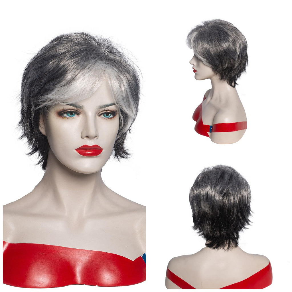 Women's Fluffy Micro-Curly High Temp Silk Wig - Milk Grey