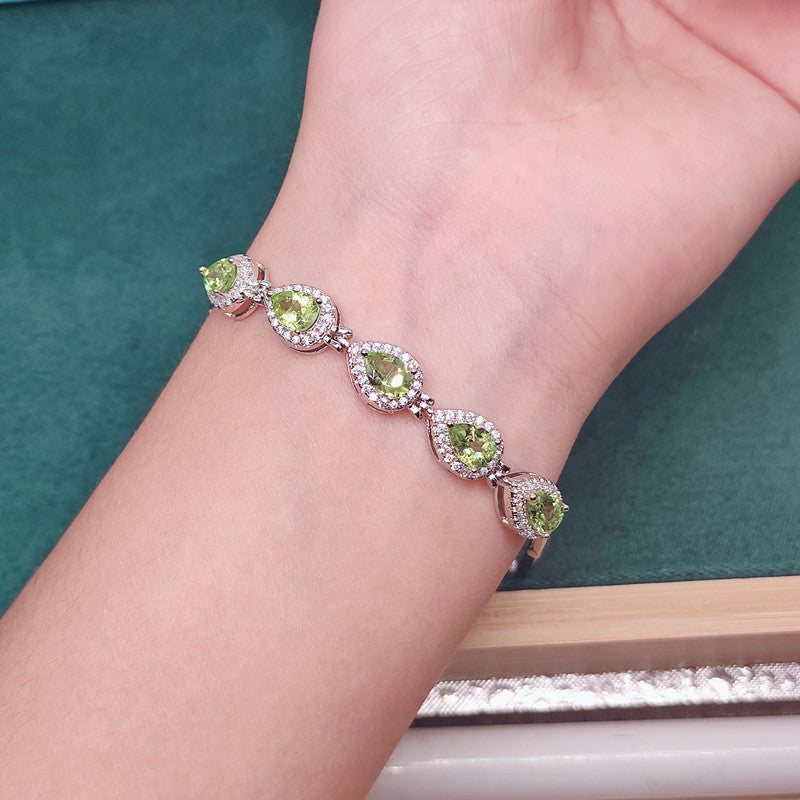 Olivine Inlaid Bracelet for Women