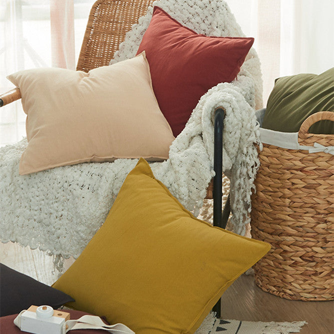 Retro Washed Cotton Pillow in Pure Color