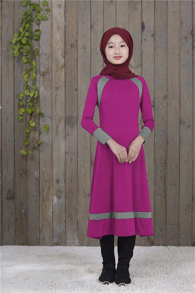 Hui Girls' Color Matching Long Skirt and Robe Set