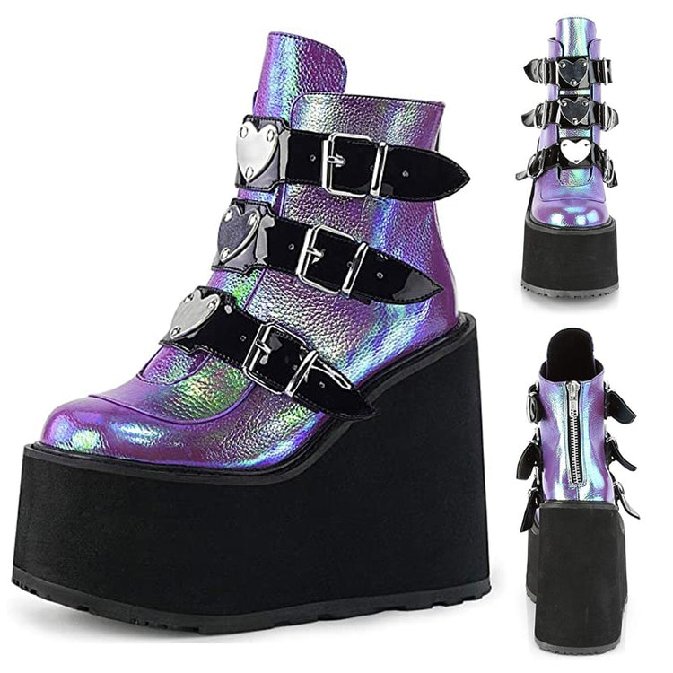 Wedge Heel Zipper Women Boots, Plus Size Women's Shoes