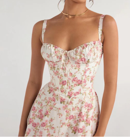 Parisian Dress - Waist Shaping Floral Maxi Dress (One Piece)
