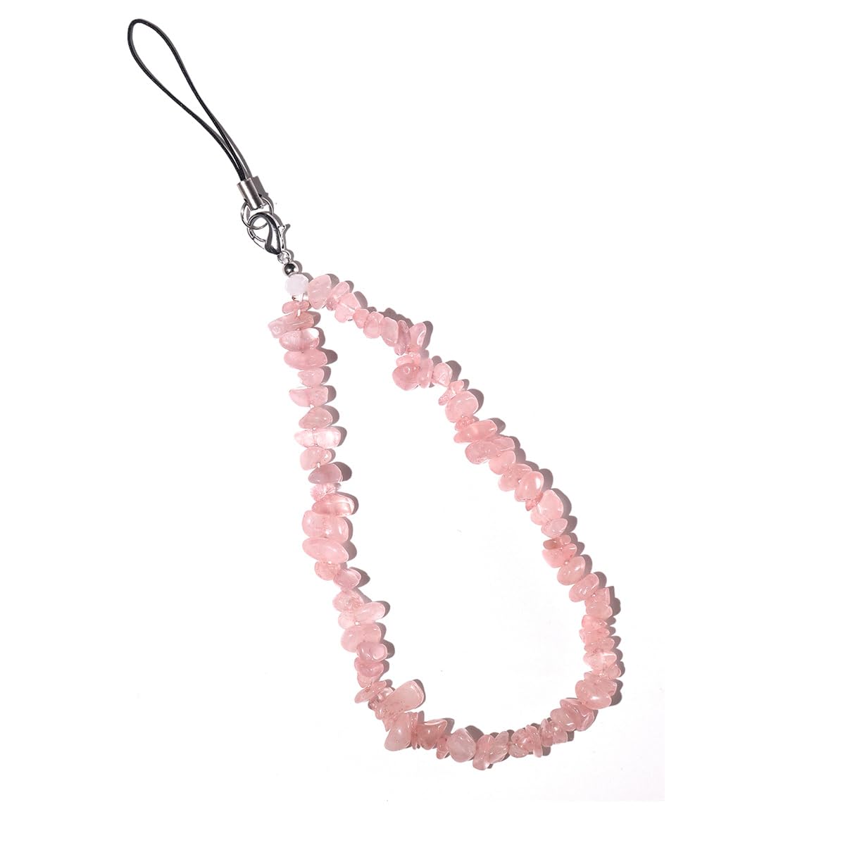Natural Crystal Gemstone Phone Charm Cell Phone Lanyard Wrist Strap Phone Accessories for Women Girls-Pink