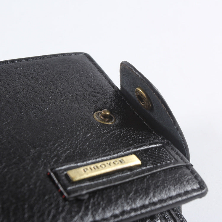 Men's Vintage Style Horizontal Leather Wallet with Clip