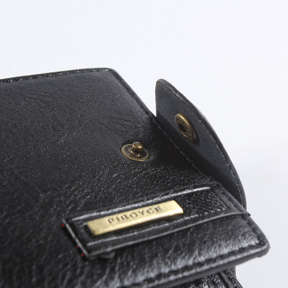 Men's Vintage Style Horizontal Leather Wallet with Clip