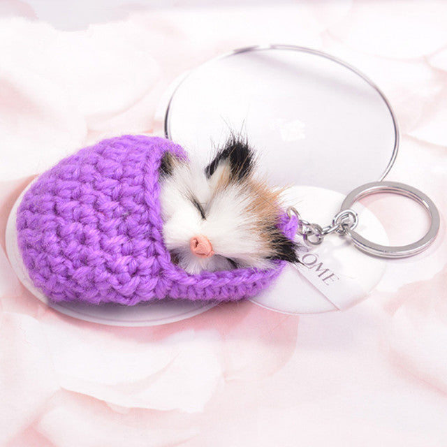 Autumn Winter Little Mouse Hairball Keyring Pendant