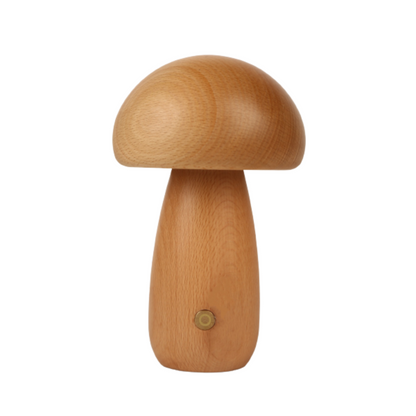 Wooden Mushroom LED Night Light - Rechargeable & Portable