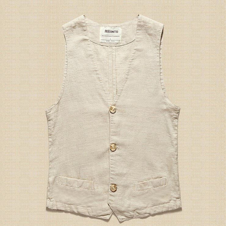 Men's Linen Vest and Cotton-Linen Sleeveless Jacket