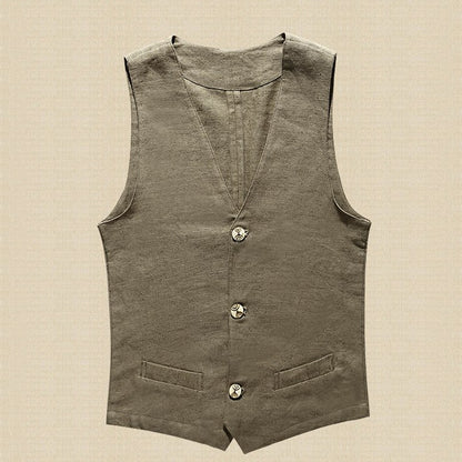 Men's Linen Vest and Cotton-Linen Sleeveless Jacket