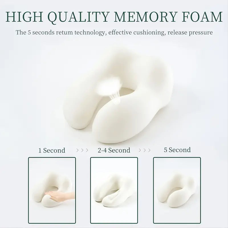 Memory Foam Travel Pillow with Earplugs & Storage Bag