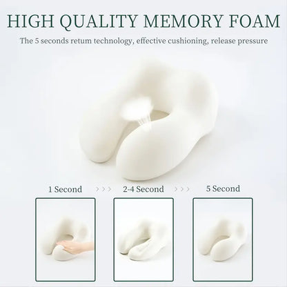 Memory Foam Travel Pillow with Earplugs & Storage Bag