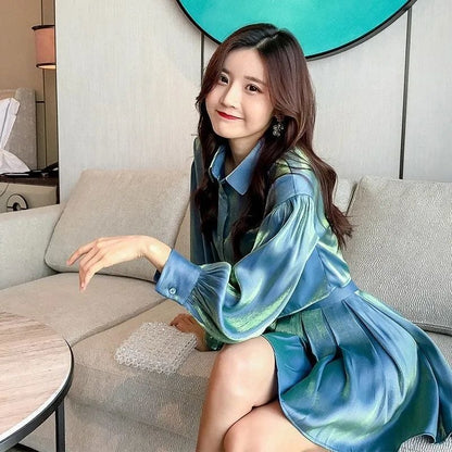 Women's Two-Piece High Waist Skirt and Shirt Set