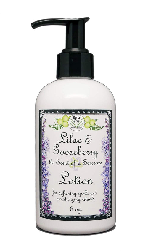 Lilac and Gooseberry Moisturizing Body Lotion 8 ounces Yennefer Scent of a Sorceress with Organic Extracts Natural Oils Hydration for Dry Skin by Bella Des Natural Beauty