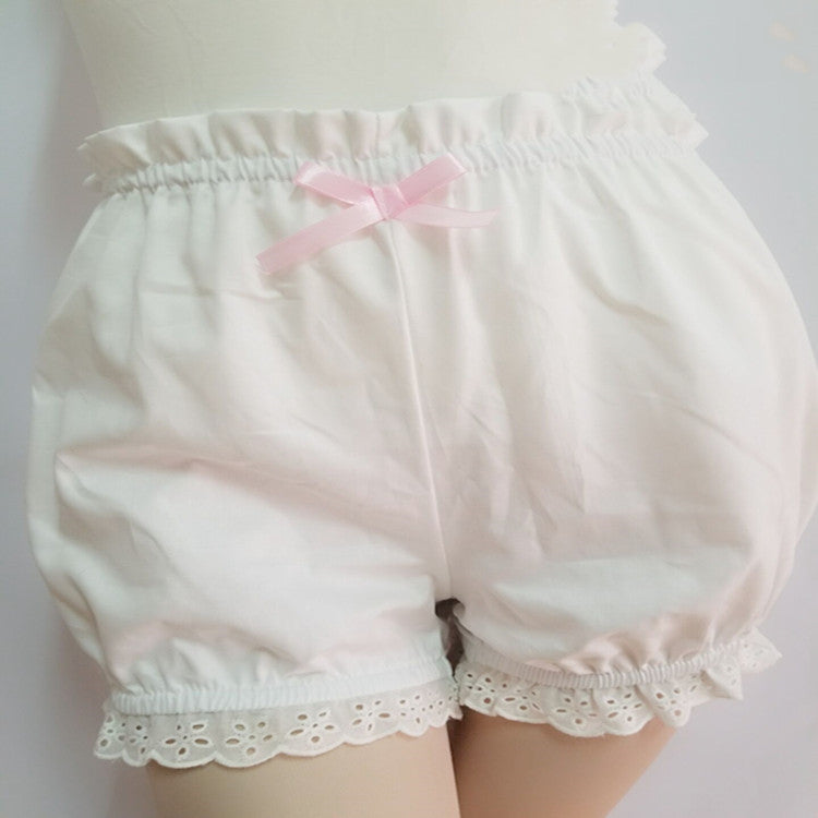 Cute Cotton Lace-Trimmed Pumpkin Bloomers Shorts