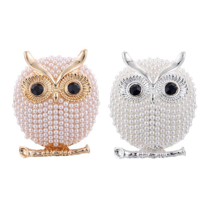 Fashionable Owl Brooch with Pearl Accents (In Stock)