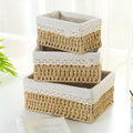 Woven Storage Baskets Set of 3 with Cloth Cover