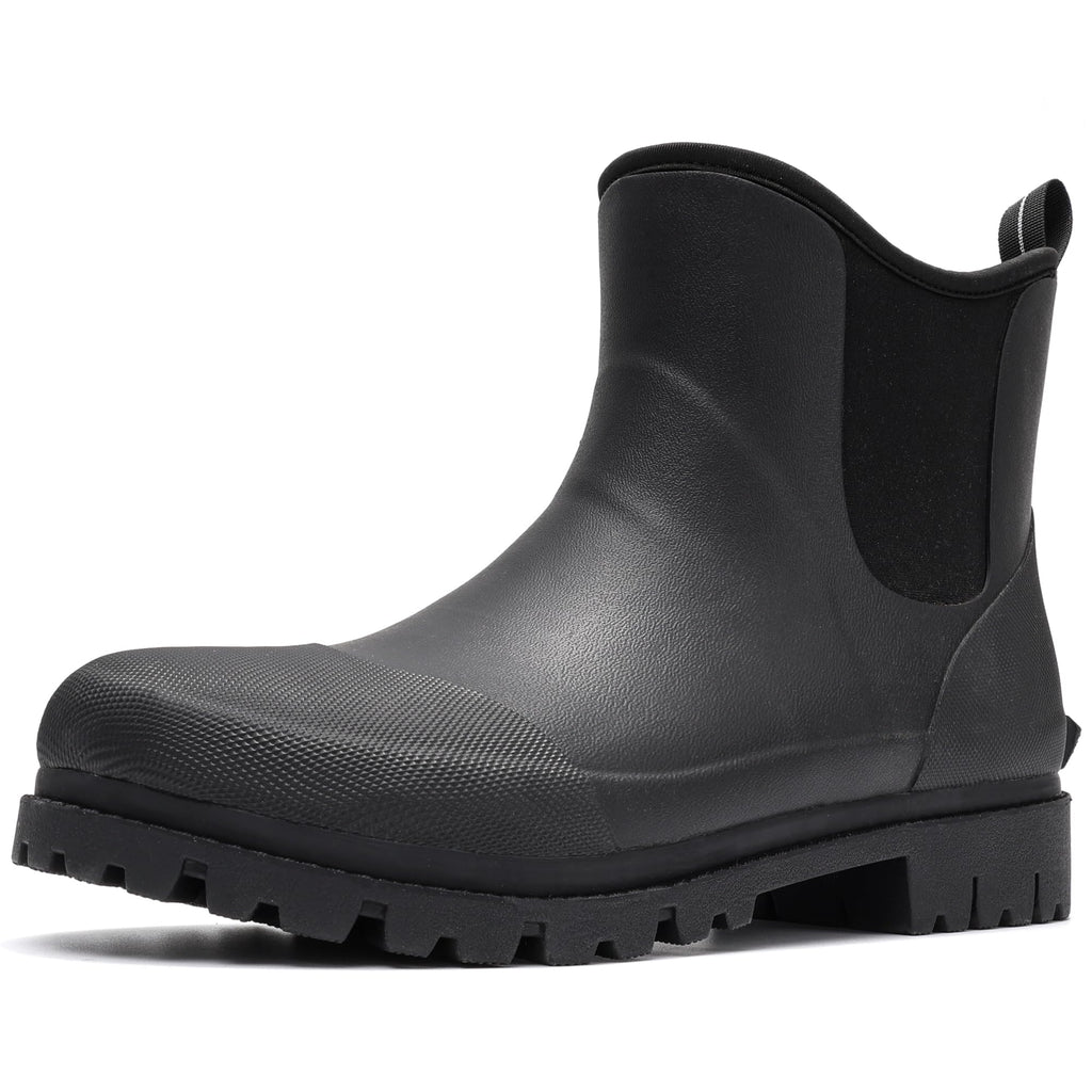 Furuian Mens Rain Boots Wide Calf Waterproof Rubber Boots Wide Width Non Slip Work Boots Ankle/Short Chelsea Rain Boots Hunting Boots Mud Boots for Fishing Agriculture Outdoor 9 wide