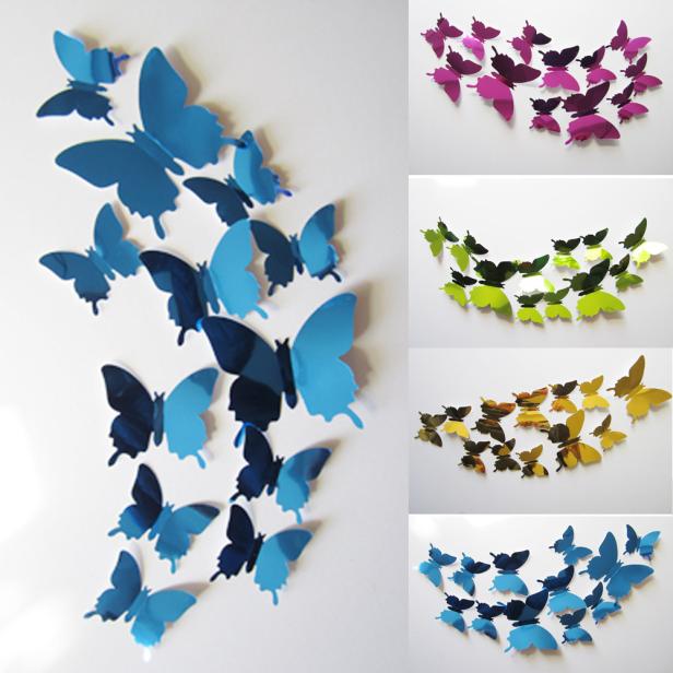 3D Mirror Butterfly Wall Stickers for Home Decor (12 pcs)