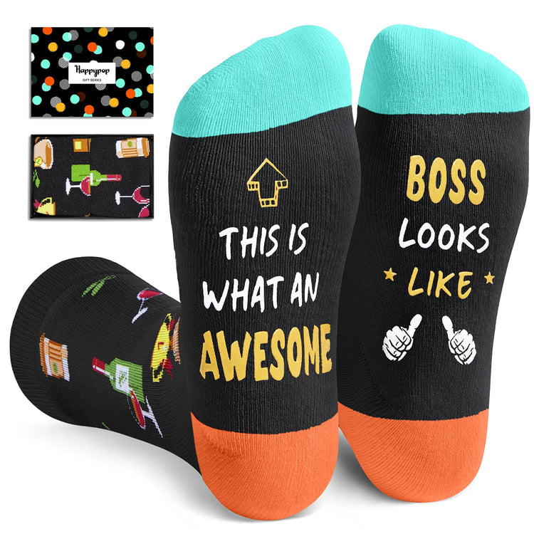 HAPPYPOP Boss Gifts Ideas Socks - Boss Gifts for Men Women Cool Boss Gifts Male Female Best Boss Women Socks