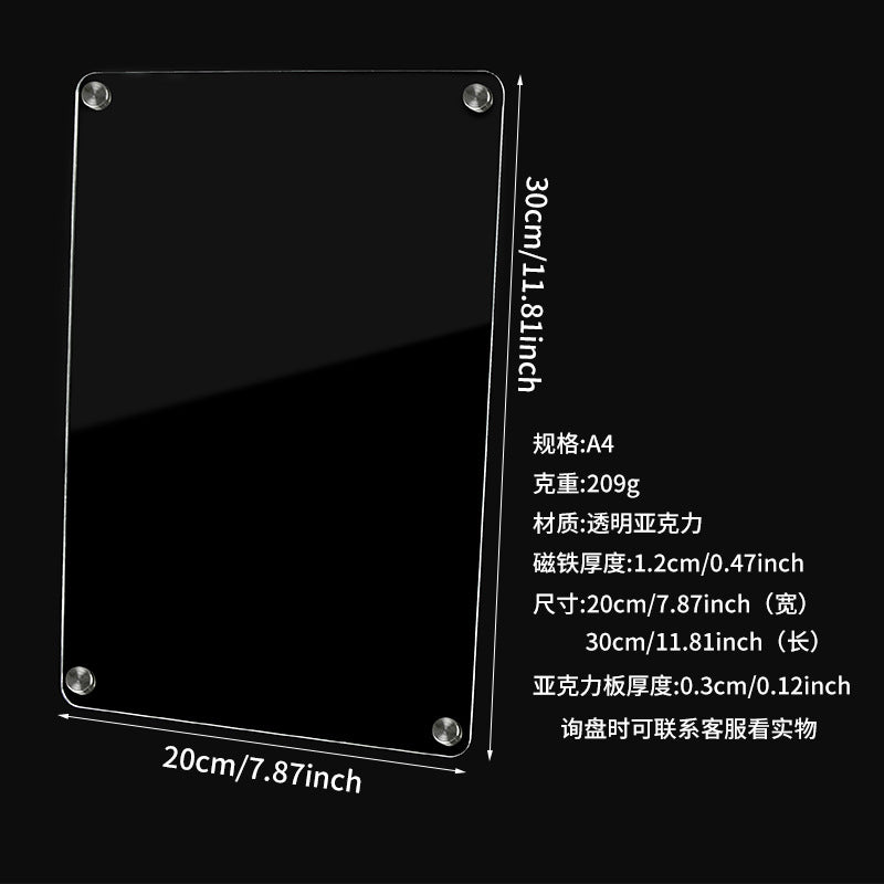 Acrylic Writable Dry Erase Weekly Meal Planner Board