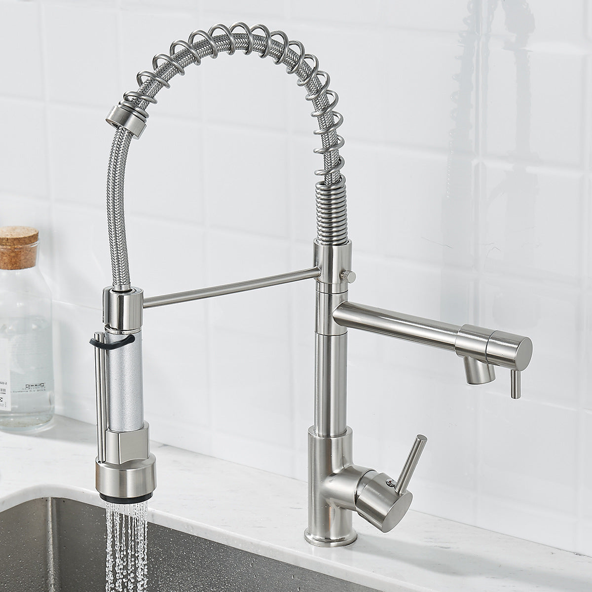 Brushed Nickel Dual-Function Kitchen Faucet