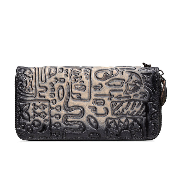 Vintage Oracle Leather Clutch Wallet for Women