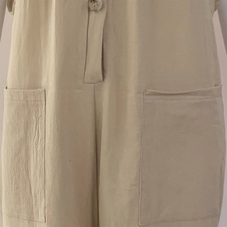 Casual Women's Sleeveless Cotton Linen Wide Leg Jumpsuit