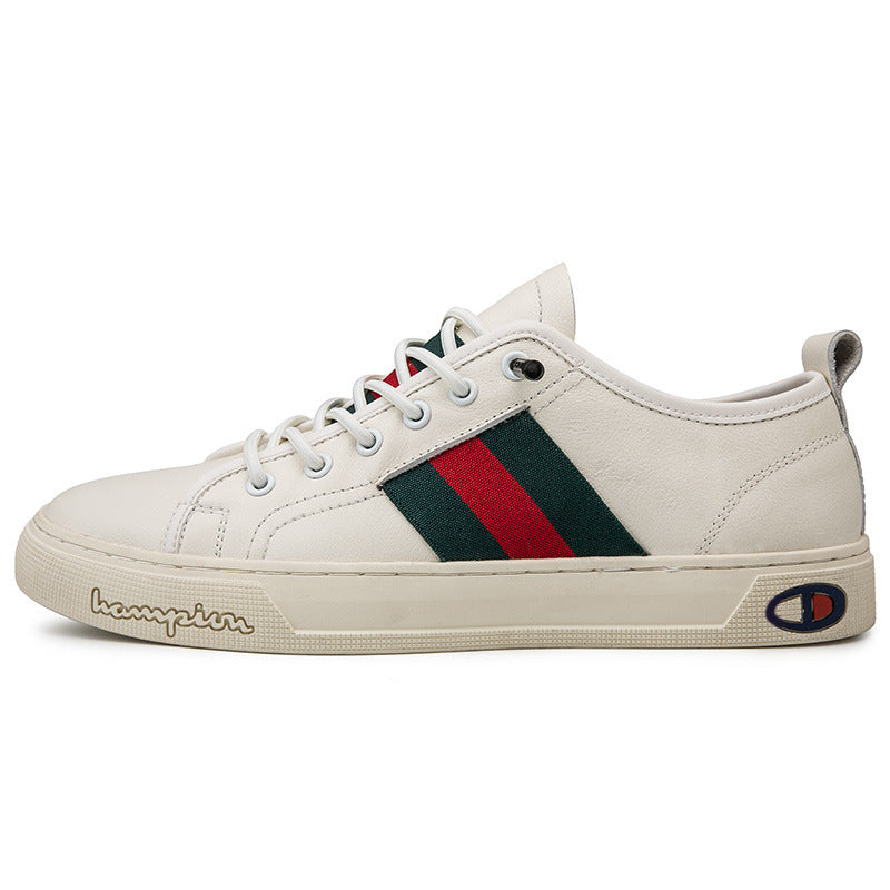Men's Casual Leather Sneakers - Trendy White Shoes