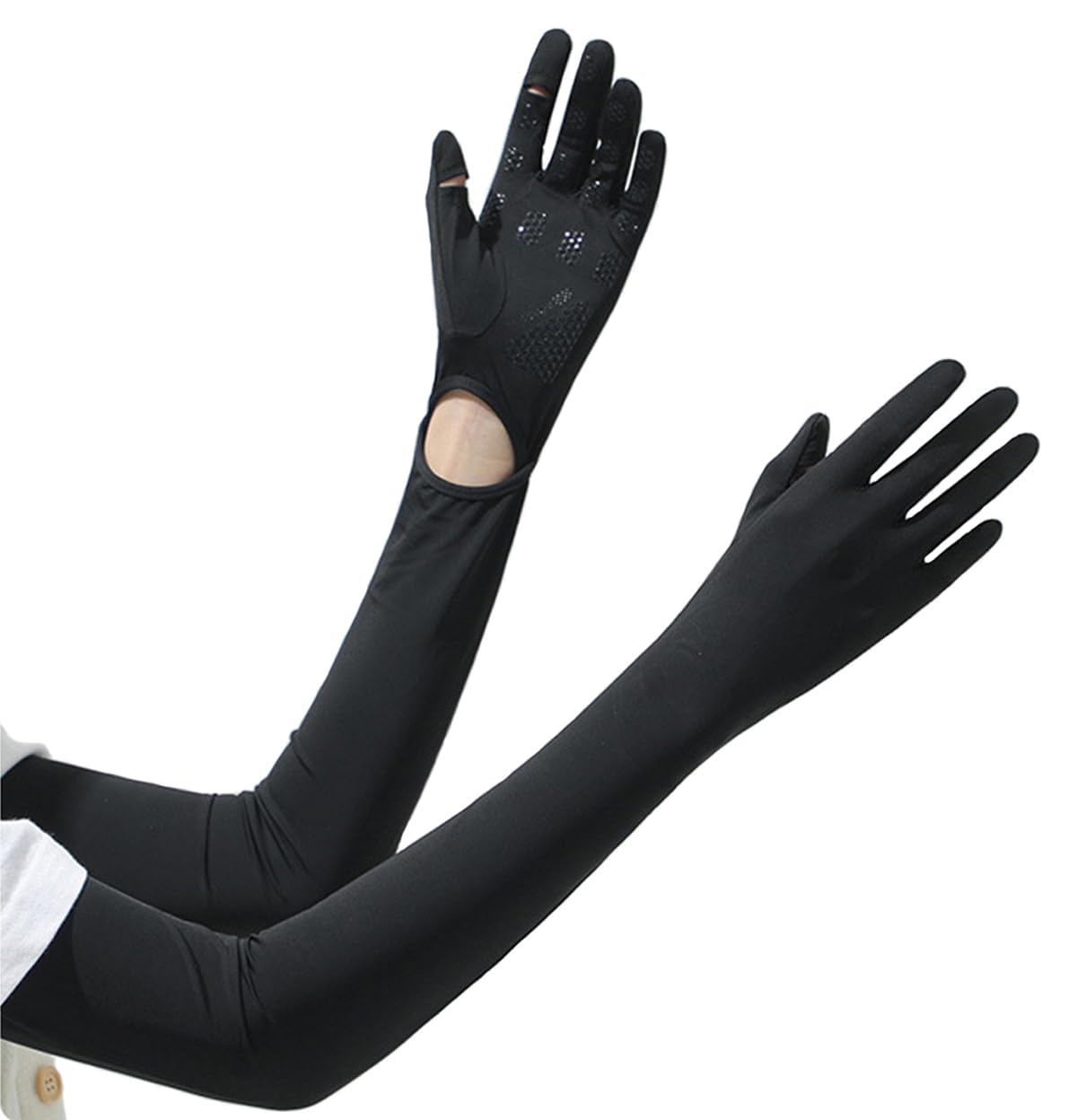 UV Protection Gloves Driving Gloves Women Full Finger Arm Sleeve Long UV Gloves Sun Gloves Sun Protection Gloves Thin Touchscreen Gloves UV Light Gloves Women Cycling Gloves for Women (Black)