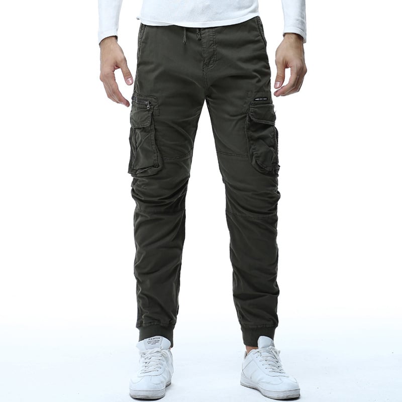 Tethered Elastic Waist Casual Cargo Pants