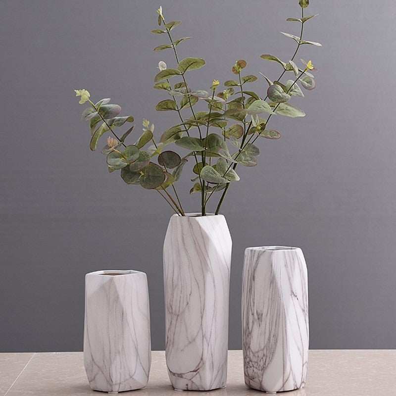 Geometric Stone Pattern Ceramic Flower Vase Decor