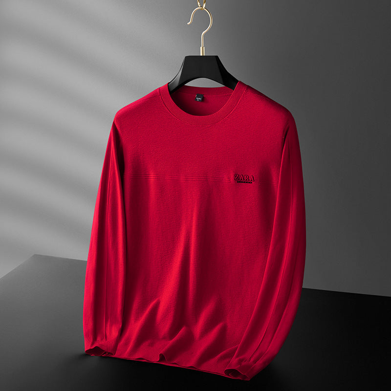 Men's Plus Size Round Neck Long Sleeve Knitted Sweater
