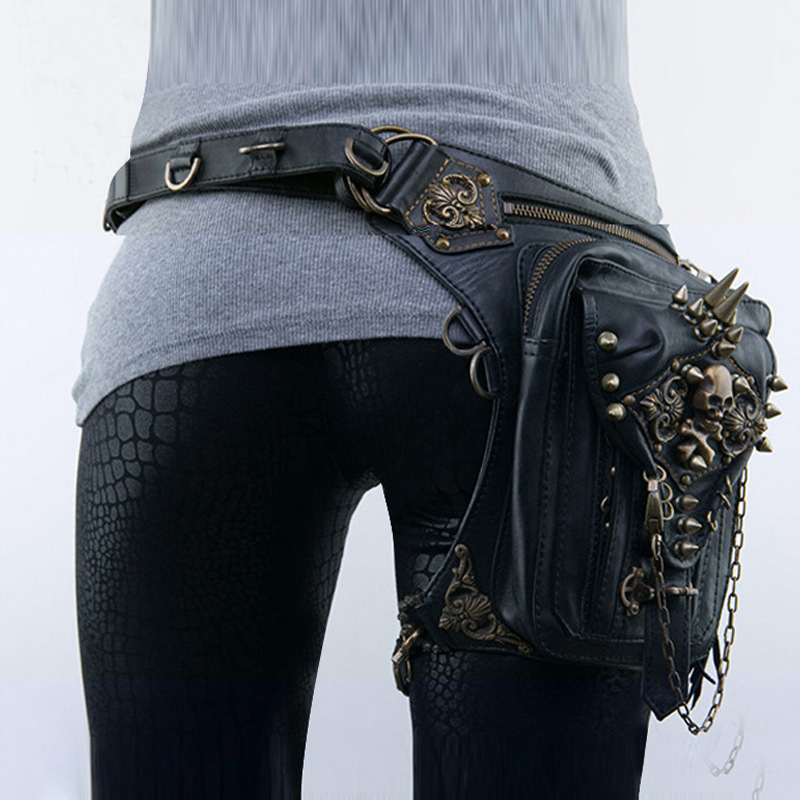 Unisex PU Leather Waist and Leg Fanny Bag
