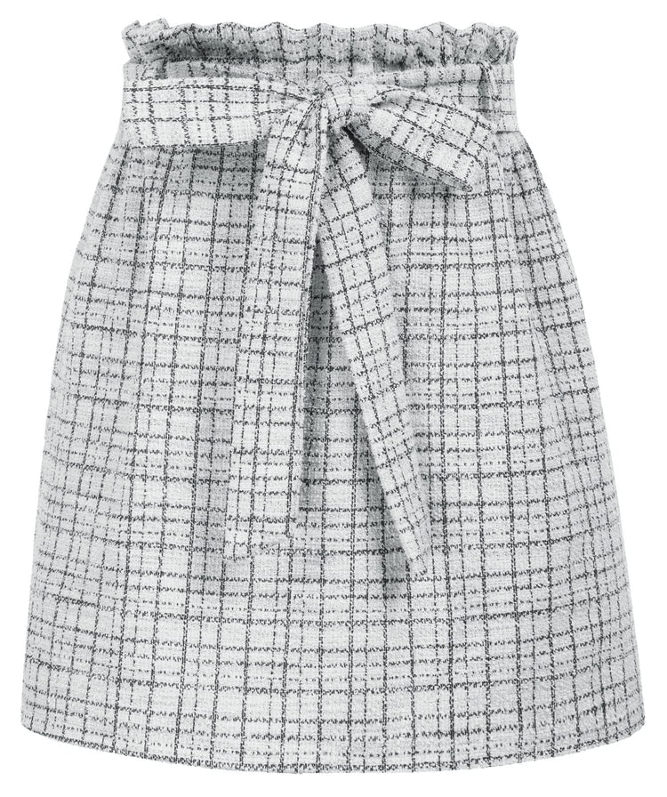 KANCY KOLE Women Skirt Short Elastic Waist Tweed Mini Skirts for Everyday Wear White XXL