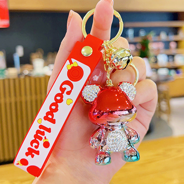 Electroplated Diamond Bear Keychain Hanging Ornament